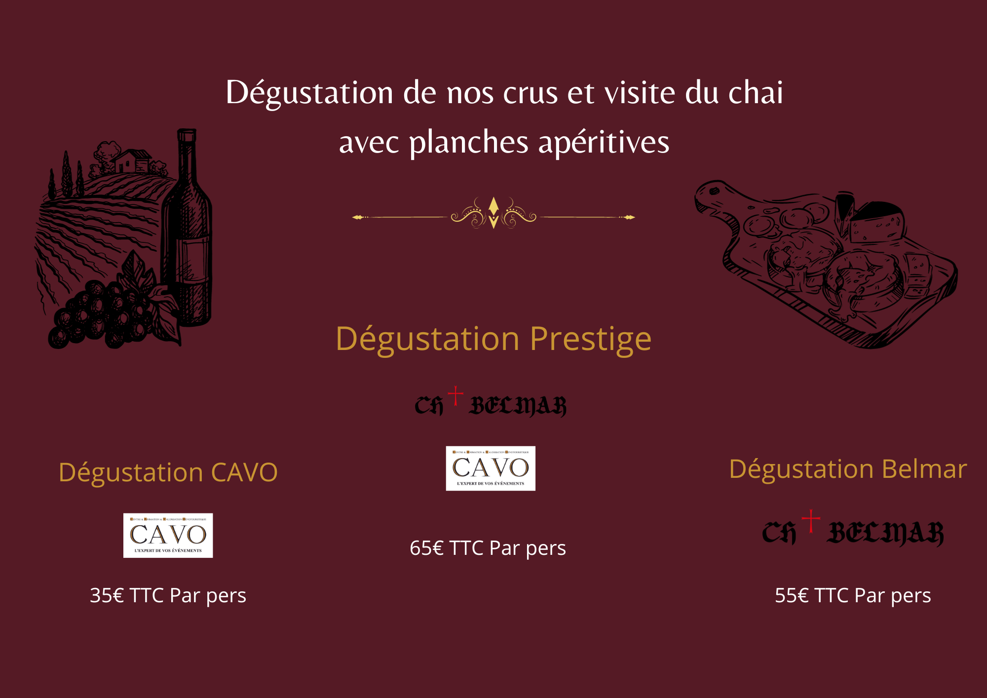 Dégustation de nos crus avec planches apéritives à l'orangerie de Sidonie à Mamers 72600