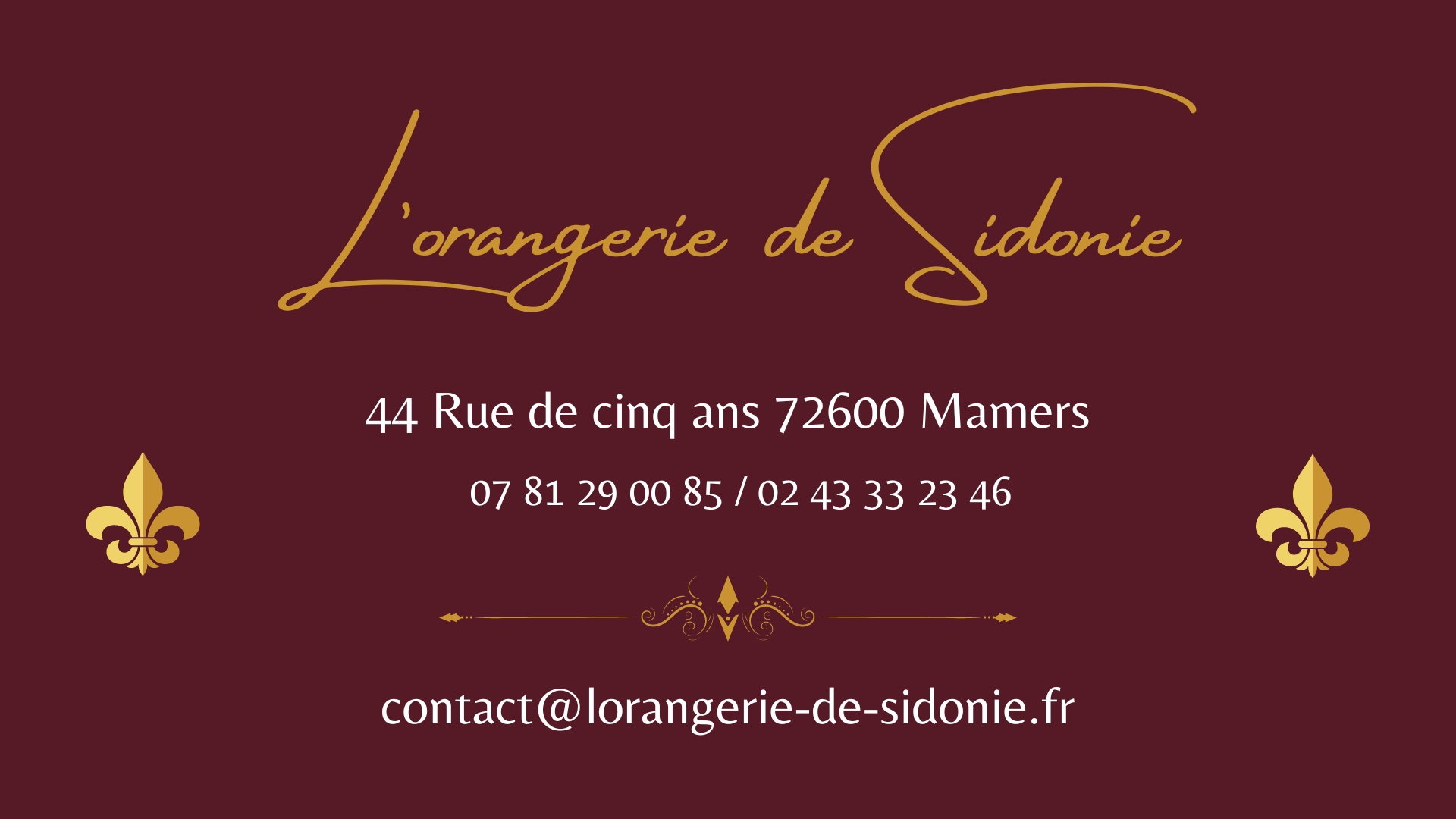 Domaine de L'orangerie de Sidonie, gîtes et chambres d'hôtes, 44 rue de cinq ans 72600 Mamers